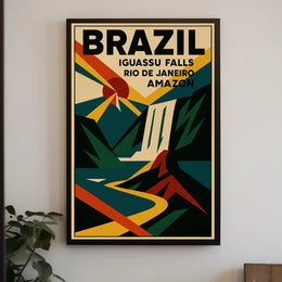Vintage Brazil Travel Poster: Iguassu & Rio Adventure