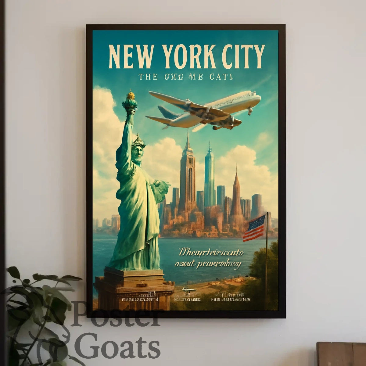 New York City Skyline Vintage Travel Poster