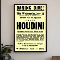 Houdini Daring Dive Early 1900s Historical Poster
