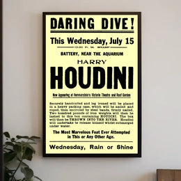 Houdini Daring Dive Early 1900s Historical Poster
