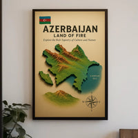 Azerbaijan Land of Fire Geographic Travel Poster