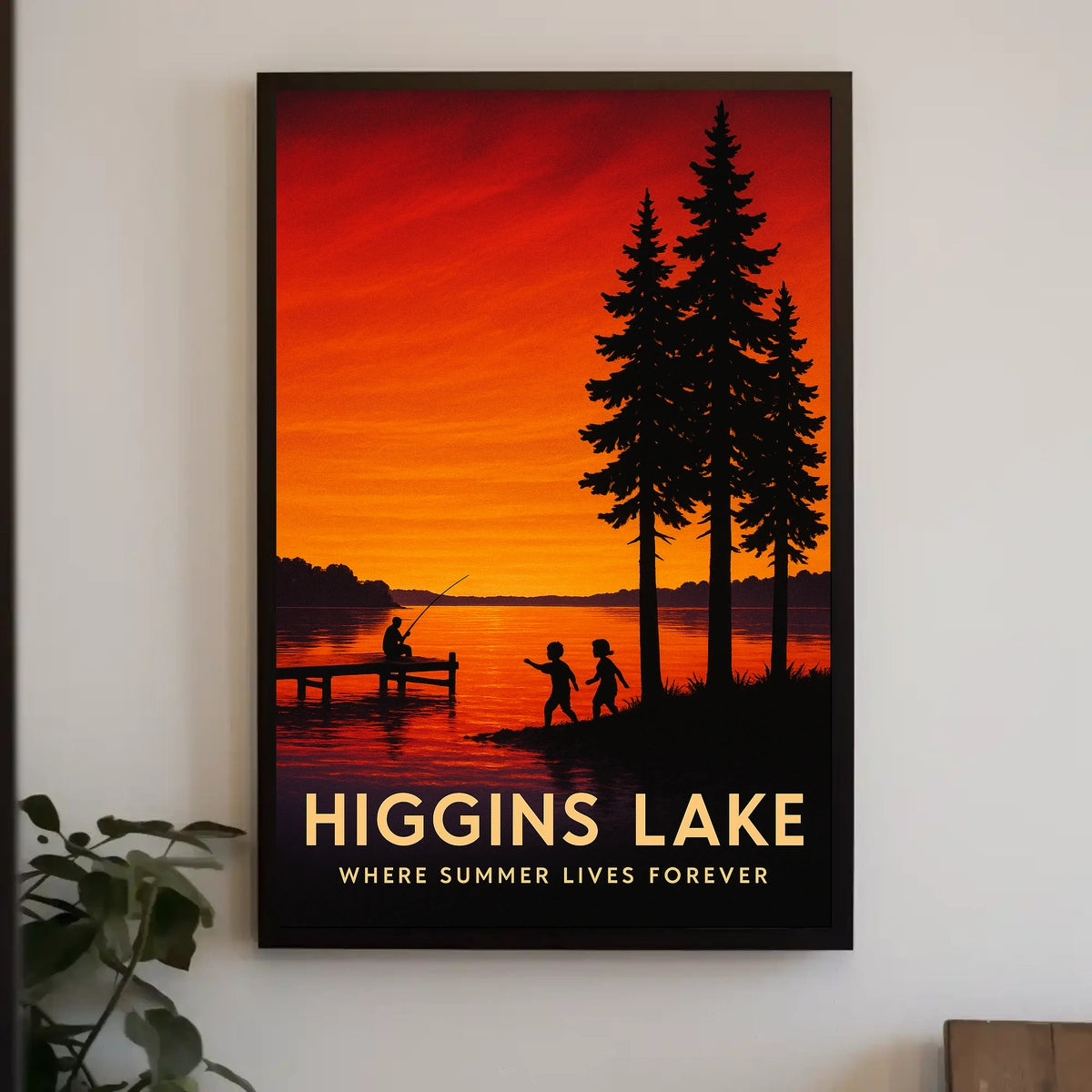Lakeside Serenity Serene Sunset Fishing Poster