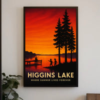 Lakeside Serenity Serene Sunset Fishing Poster