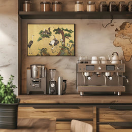 Cranes in Serenity: Traditional Asian Art Cultural Poster