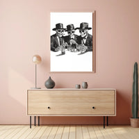 Skeletons in Suits Black-and-white Illustration Poster