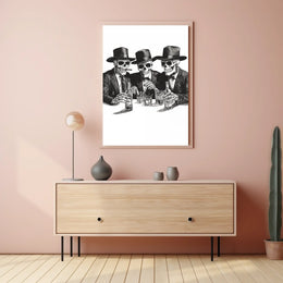 Skeletons in Suits Black-and-white Illustration Poster