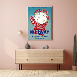 Vintage Norway Travel Poster with Nordic Skiing Adventure PosterGoat