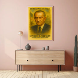 Lyndon B. Johnson 36th President of the United States Vintage Watercolor Poster