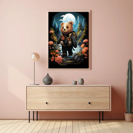 Bear's Moonlit Adventure in a National Park Poster