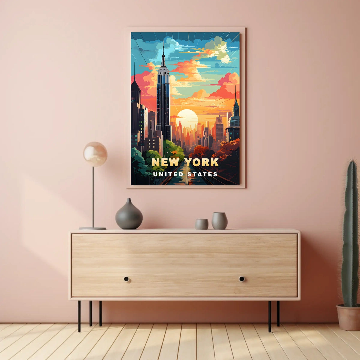 New York City Urban Skyline Poster Modern Wall Art