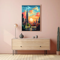 New York City Urban Skyline Poster Modern Wall Art