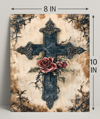 Roses And Cross Poster