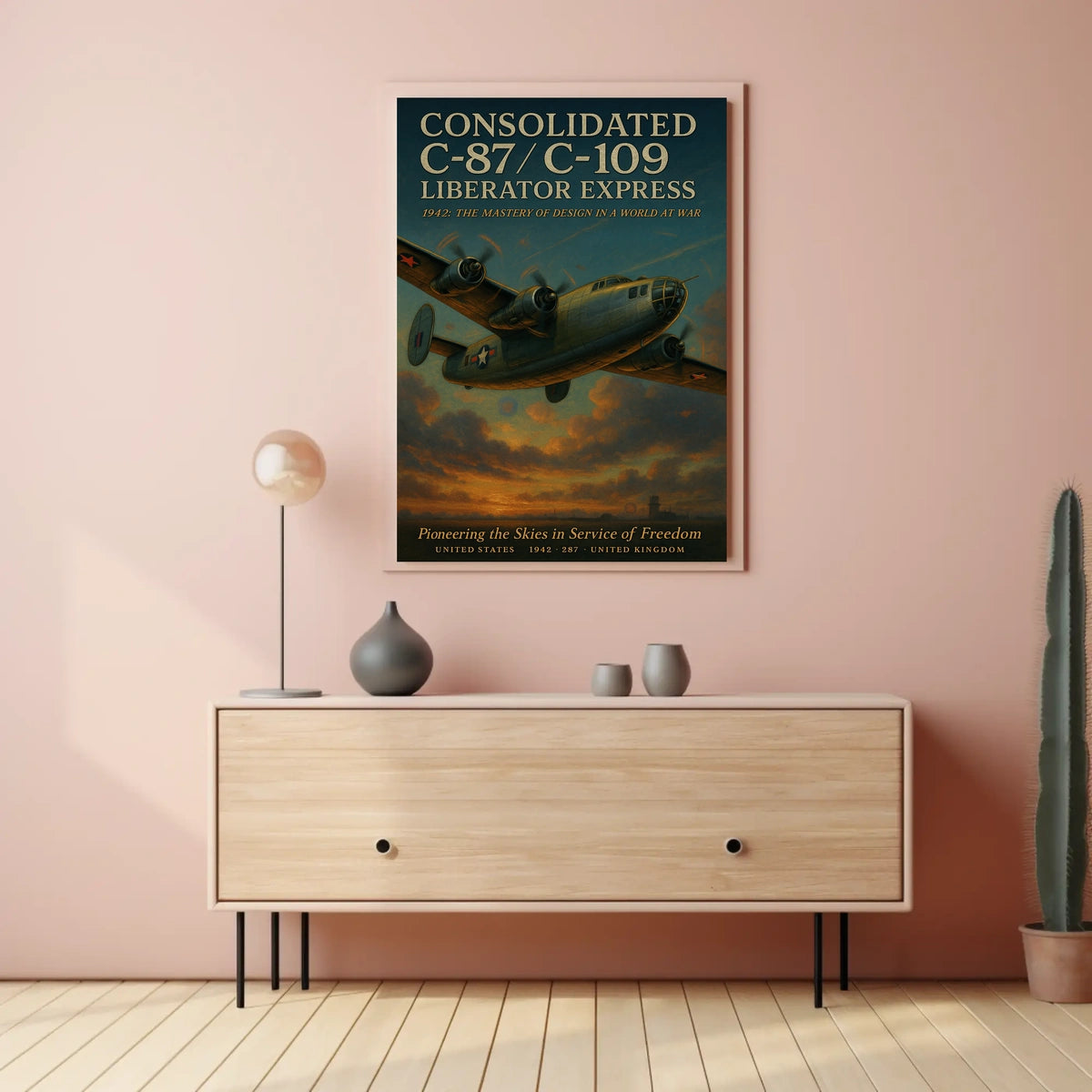 Consolidated C-87 Liberator Express Vintage Aviation Poster