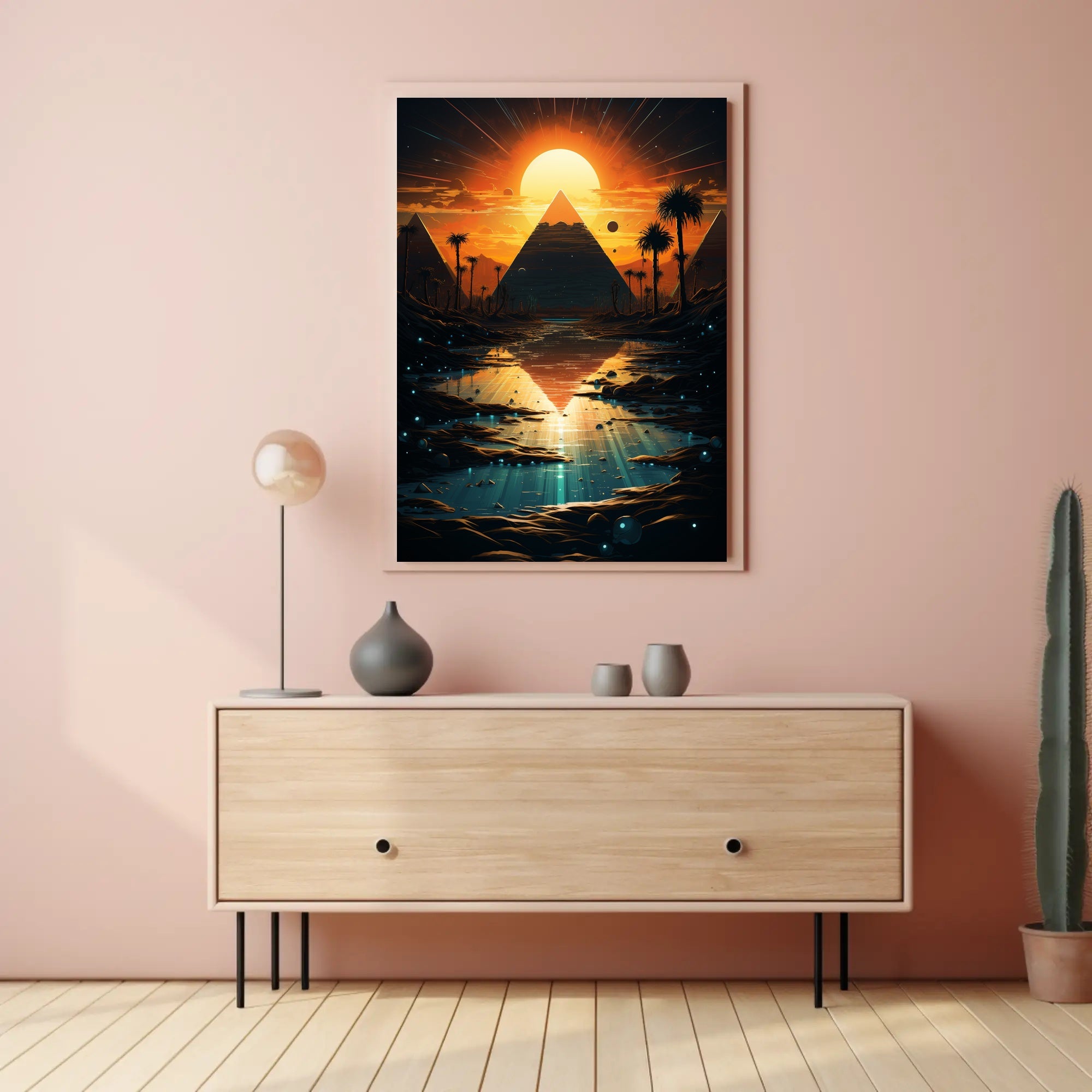 Sunset Over The Pyramids Poster