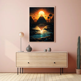 Sunset Over The Pyramids Poster