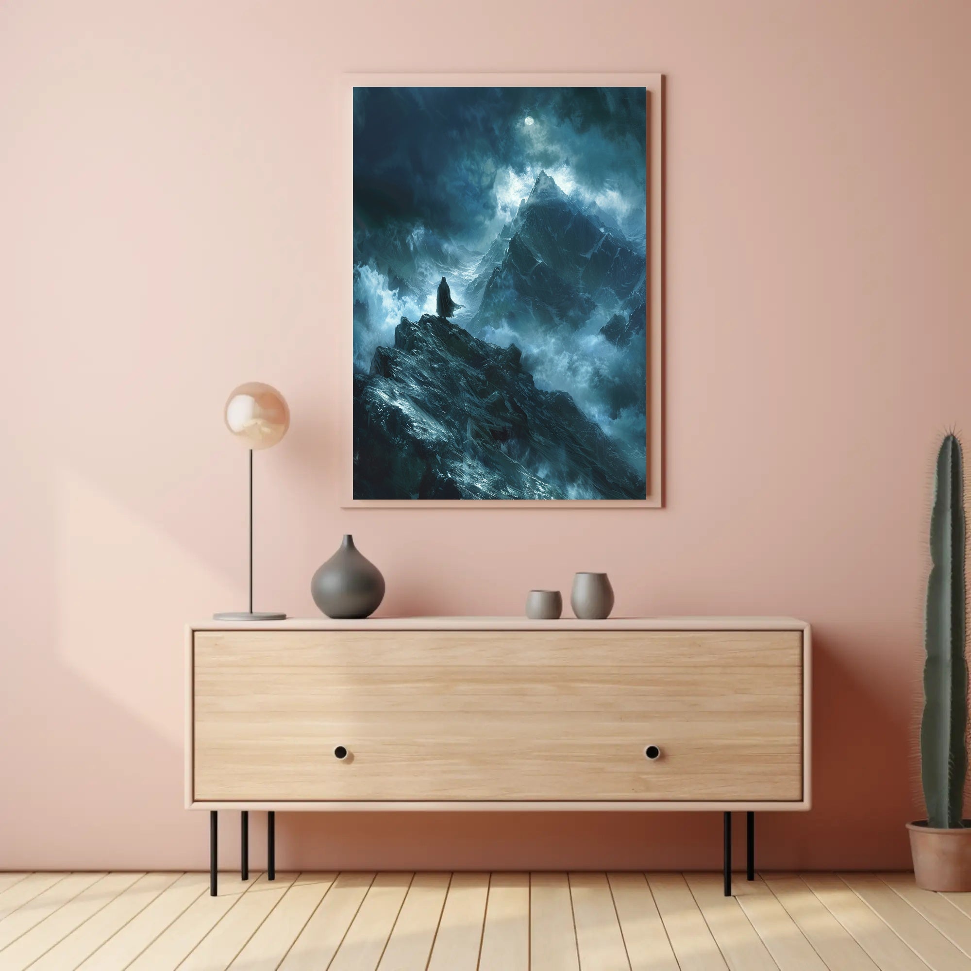 Ethereal Moonlit Adventure in Mountains Fantasy or Mythology Poster PosterGoat