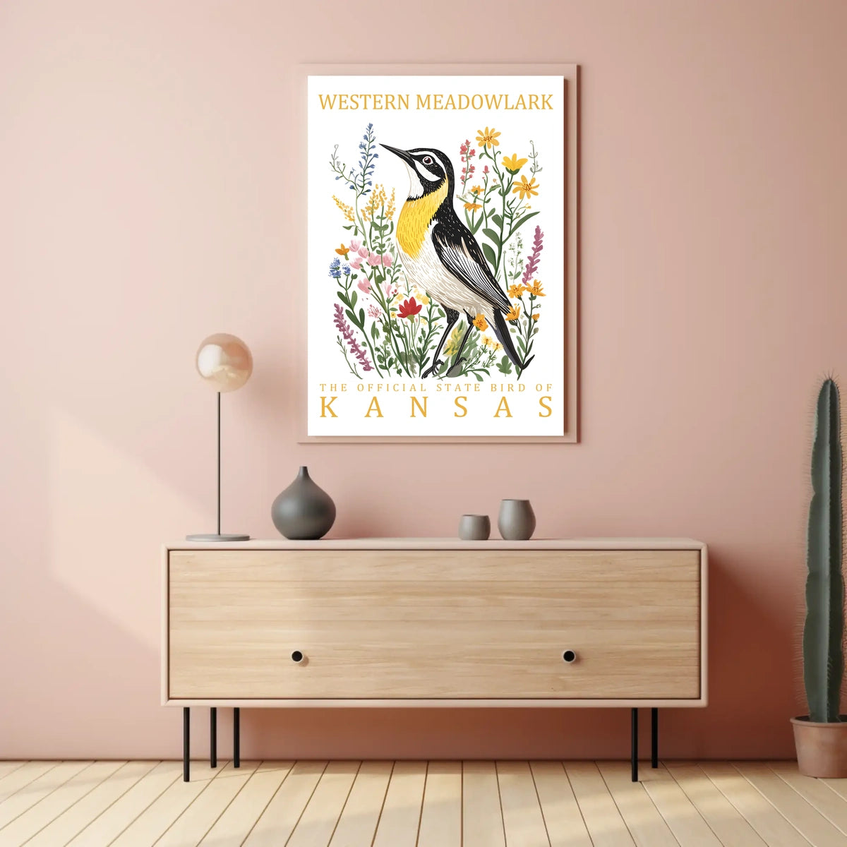 Western Meadowlark Kansas State Bird Art Poster