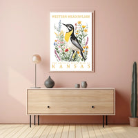 Western Meadowlark Kansas State Bird Art Poster