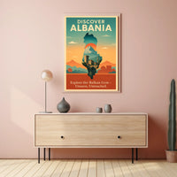 Albania Travel Vintage Landscape Architecture Poster