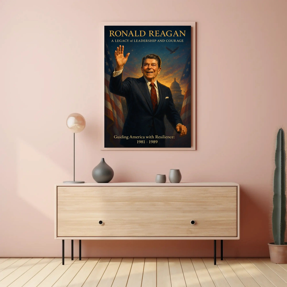 Ronald Reagan Vintage Patriotic Leadership Poster Art