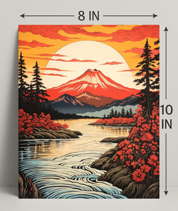 Majestic Mountain Sunset Poster PosterGoat