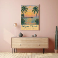 Naples Sunset Pier Impressionistic Art Poster