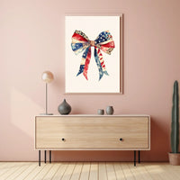 Large Coquette Bow American Flag Watercolor Art Poster