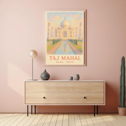 Iconic Taj Mahal Agra India Travel Architecture Photography Realism Heritage Poster