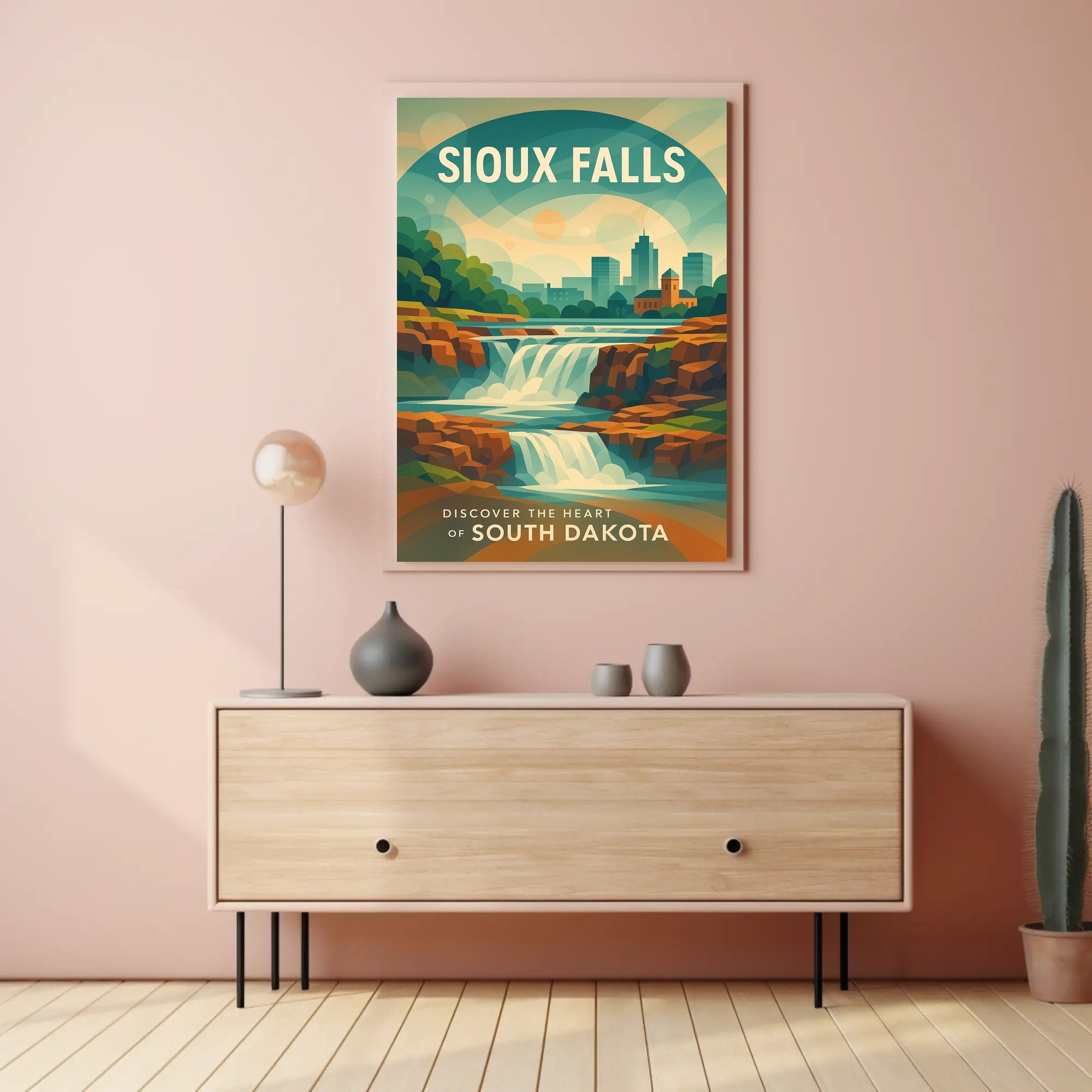 Sioux Falls Travel Adventure Art Poster PosterGoat