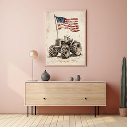 old fashioned farm tractor Poster