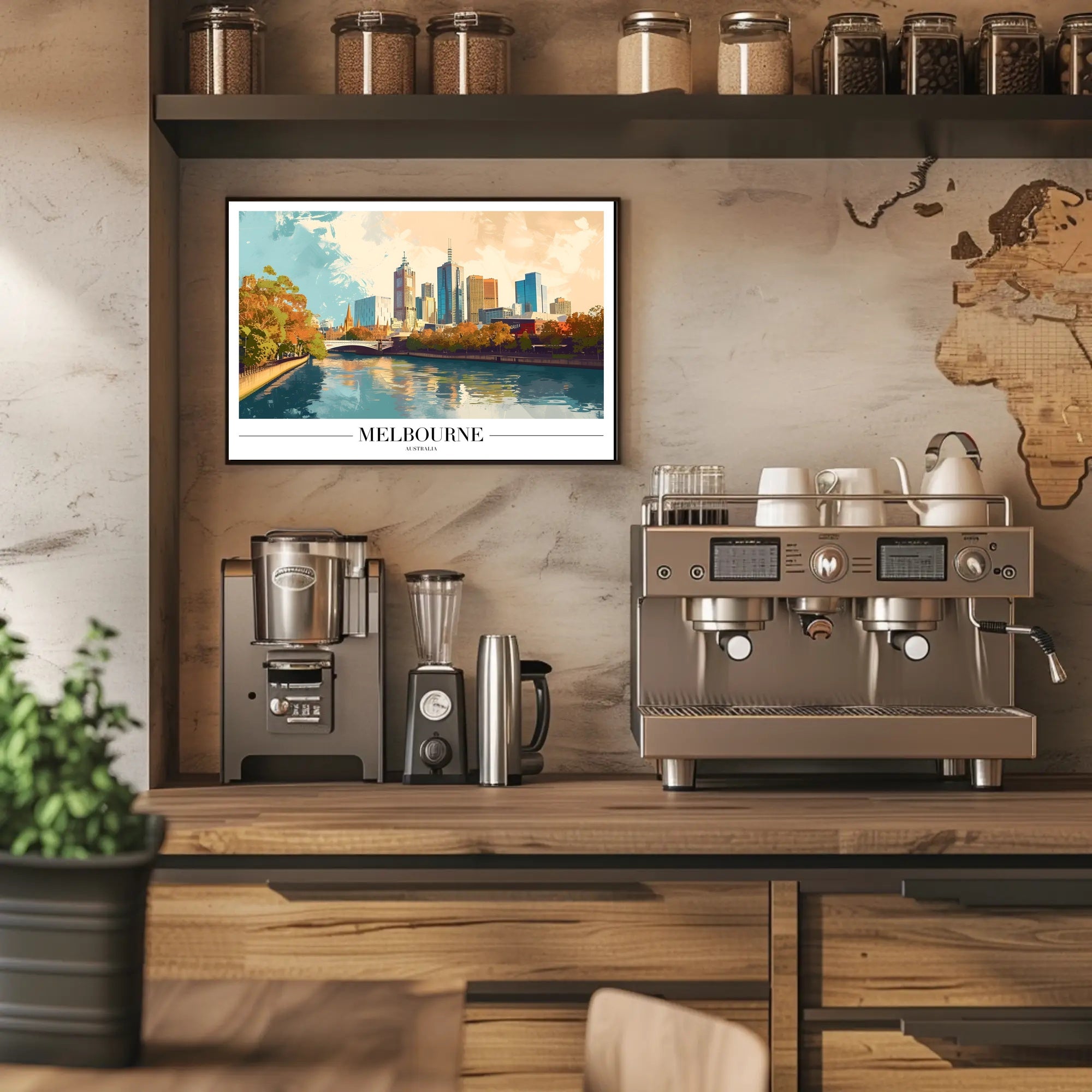 Melbourne's Vibrant Skyline: Urban or Cityscape Poster