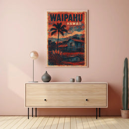 Waipahu Hawaii Scenic Vintage Travel Poster