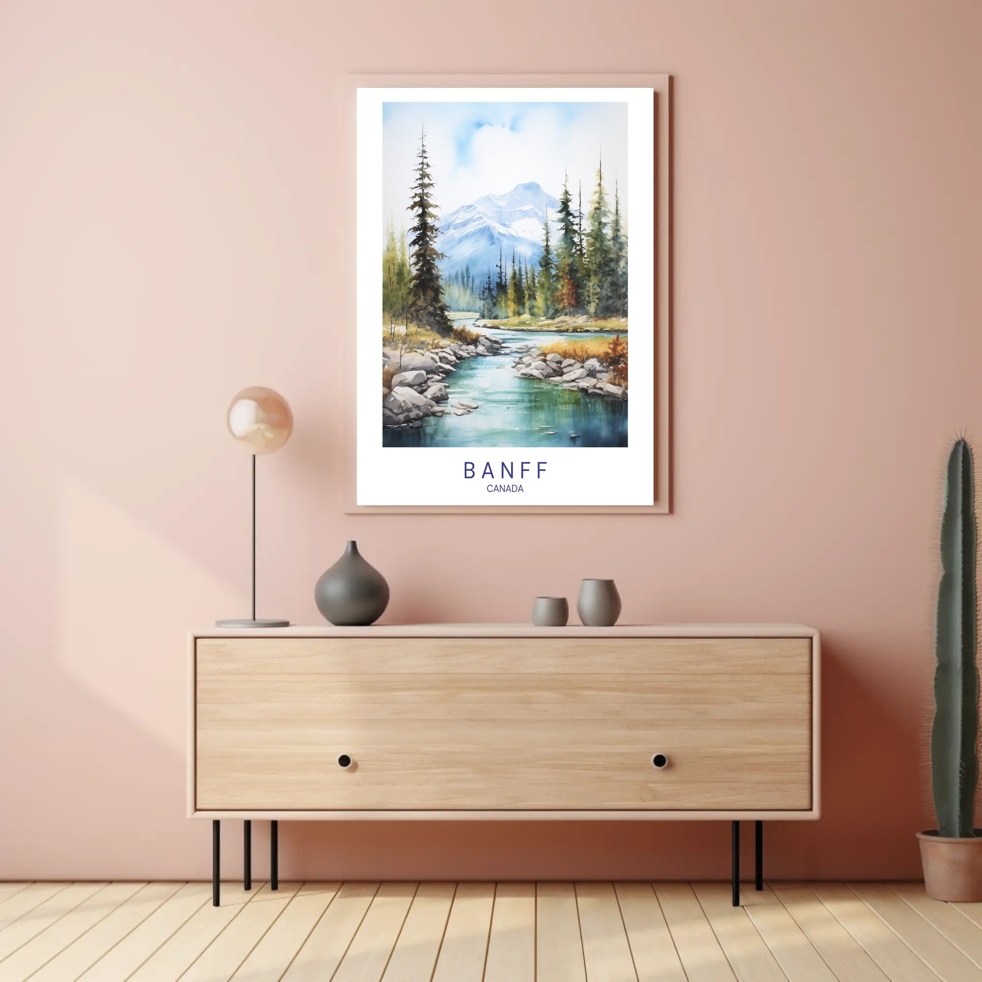 Serene Banff Landscape Watercolor Art National Park Poster PosterGoat