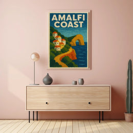 Amalfi Coast Poster Wall Art 18x24 Coastal Landscape