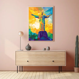Vibrant Geometric Christ the Redeemer Art Poster
