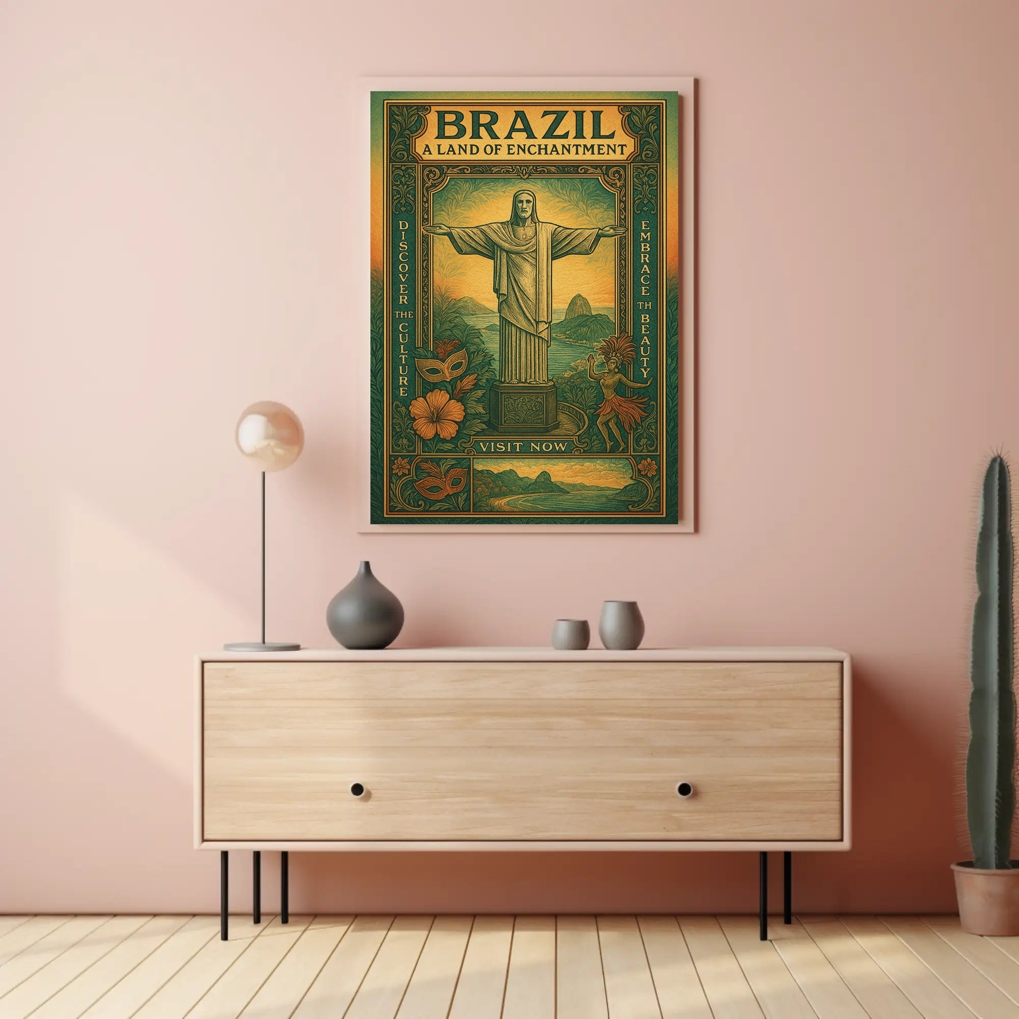 Brazilian Vintage Travel Art Poster – Discover and Embrace Rio