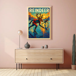 Reindeer Ice Skating Poster