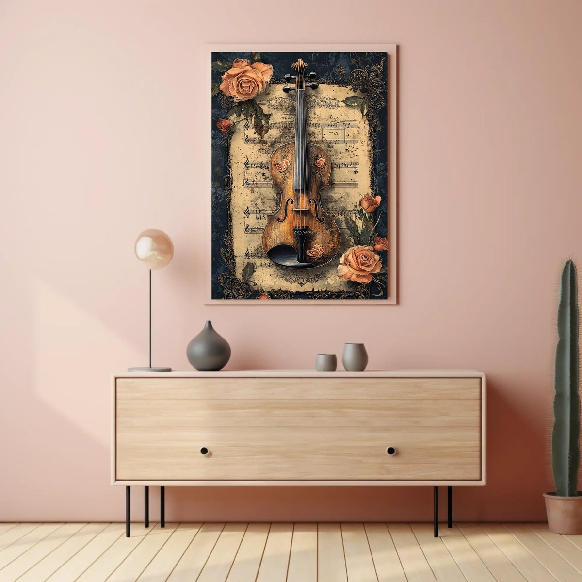 Violin and Roses Artistic Poster
