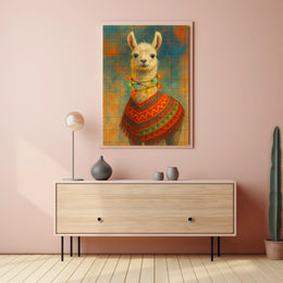 Festive Llama Portrait Poster