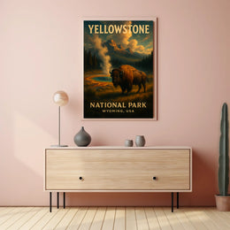 Yellowstoneâ€™s Majestic Bison - National Park Poster