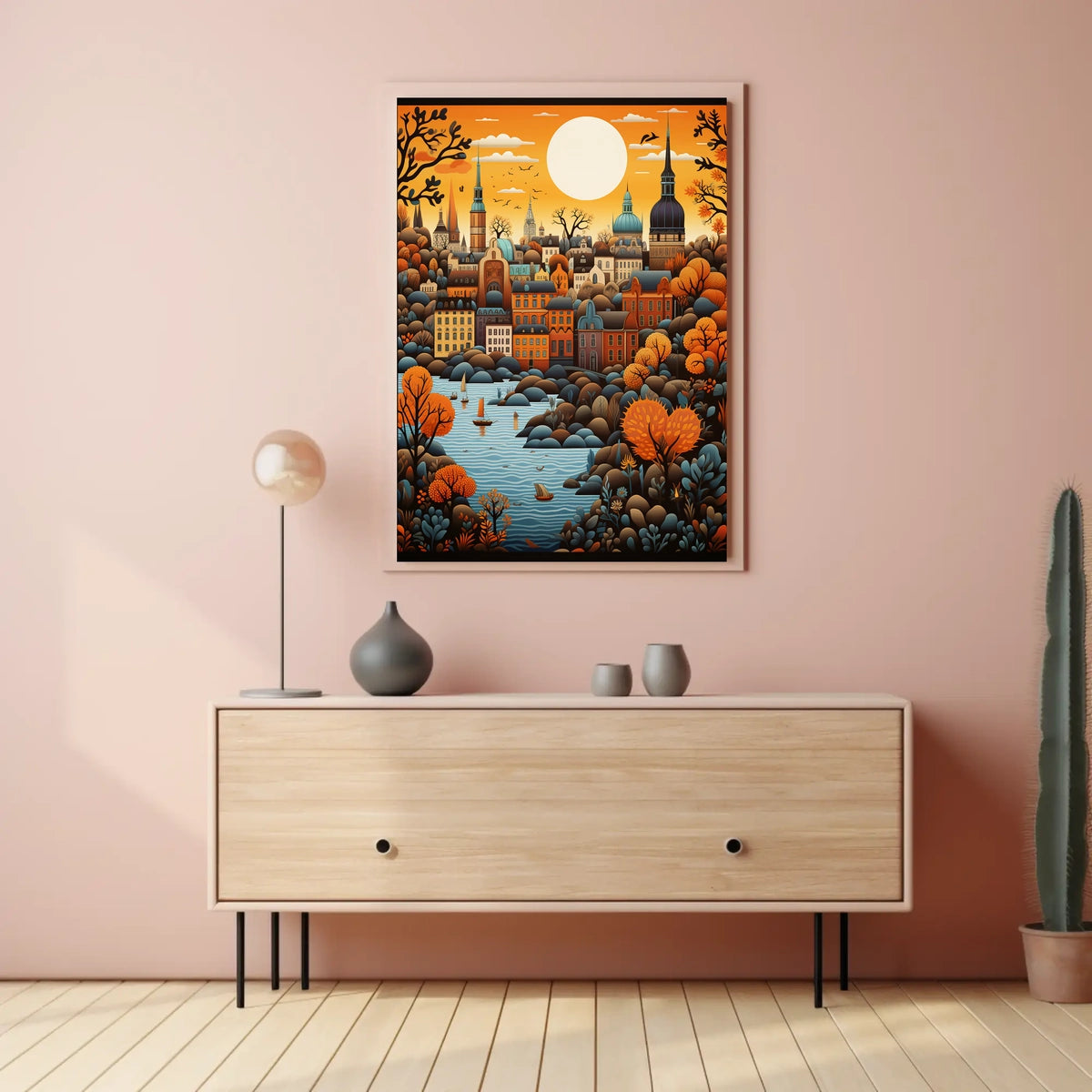 Stylized European Cityscape Art Print Cultural or Heritage Poster