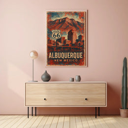 Albuquerque Route 66 Southwestern Vintage Poster