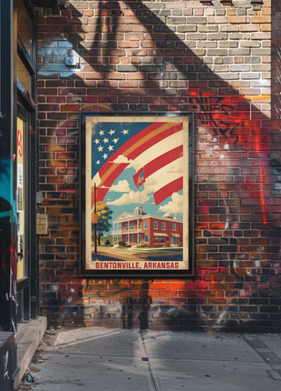 Bentonville Arkansas Town Center Vintage Travel Poster