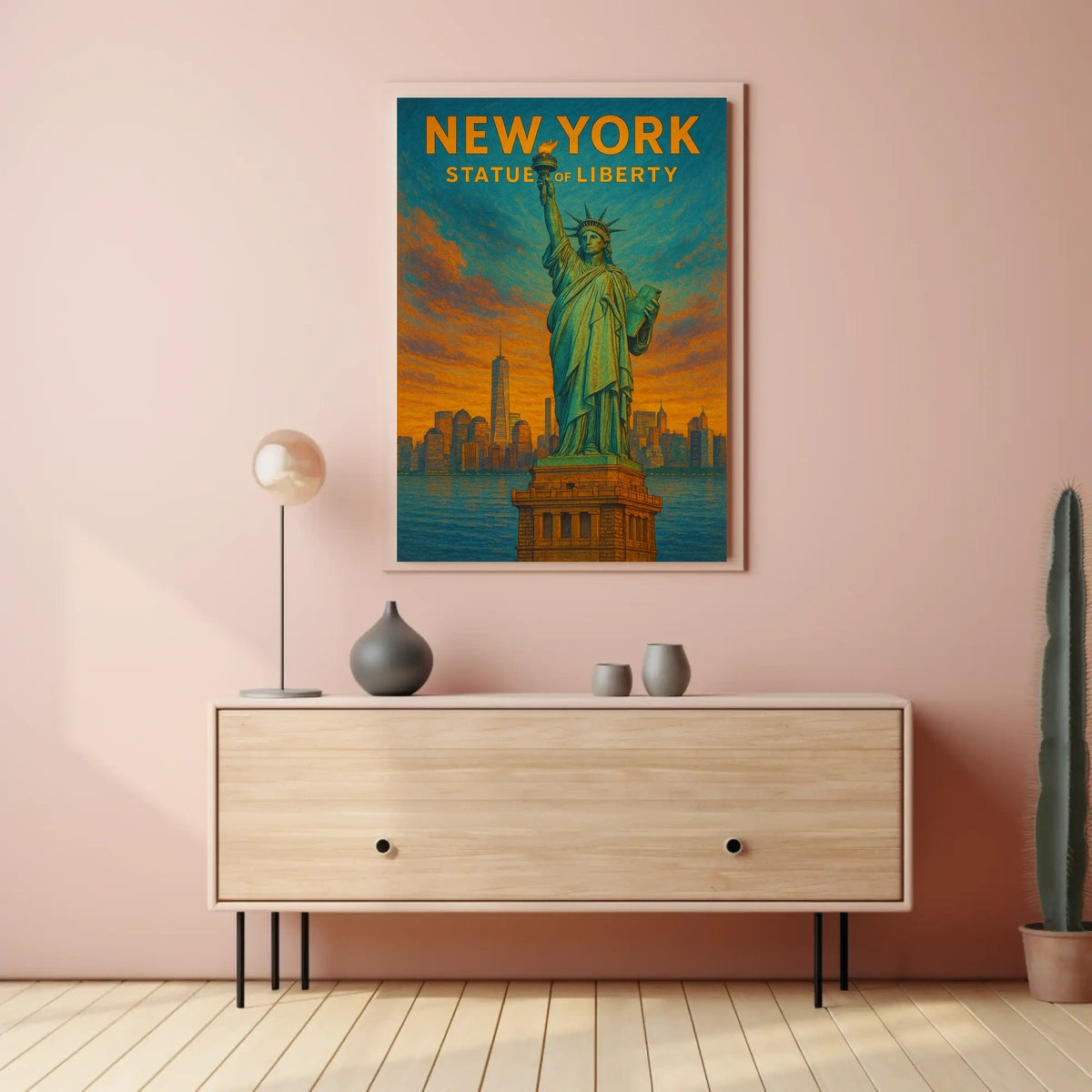New York Statue of Liberty Poster Abstract Wall Art
