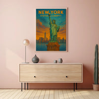 New York Statue of Liberty Poster Abstract Wall Art