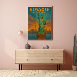 New York Statue of Liberty Poster Abstract Wall Art