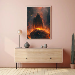 Mysterious Warrior with Glowing Sword Fantasy or Mythology Poster PosterGoat