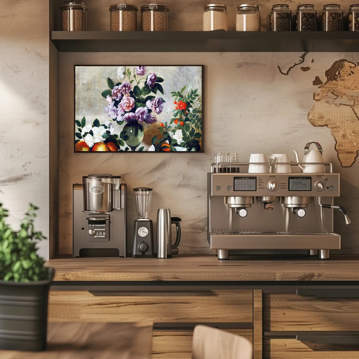 Vintage Floral Still Life Painting with Peonies - Artistic Poster