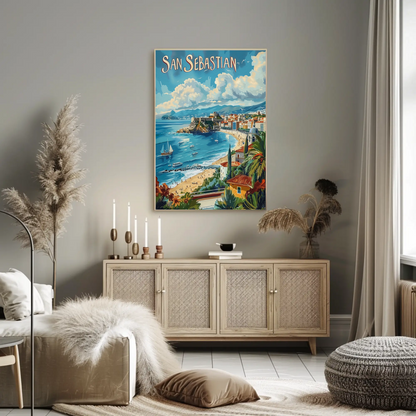 San Sebastian Bay and Cityscape Travel Poster