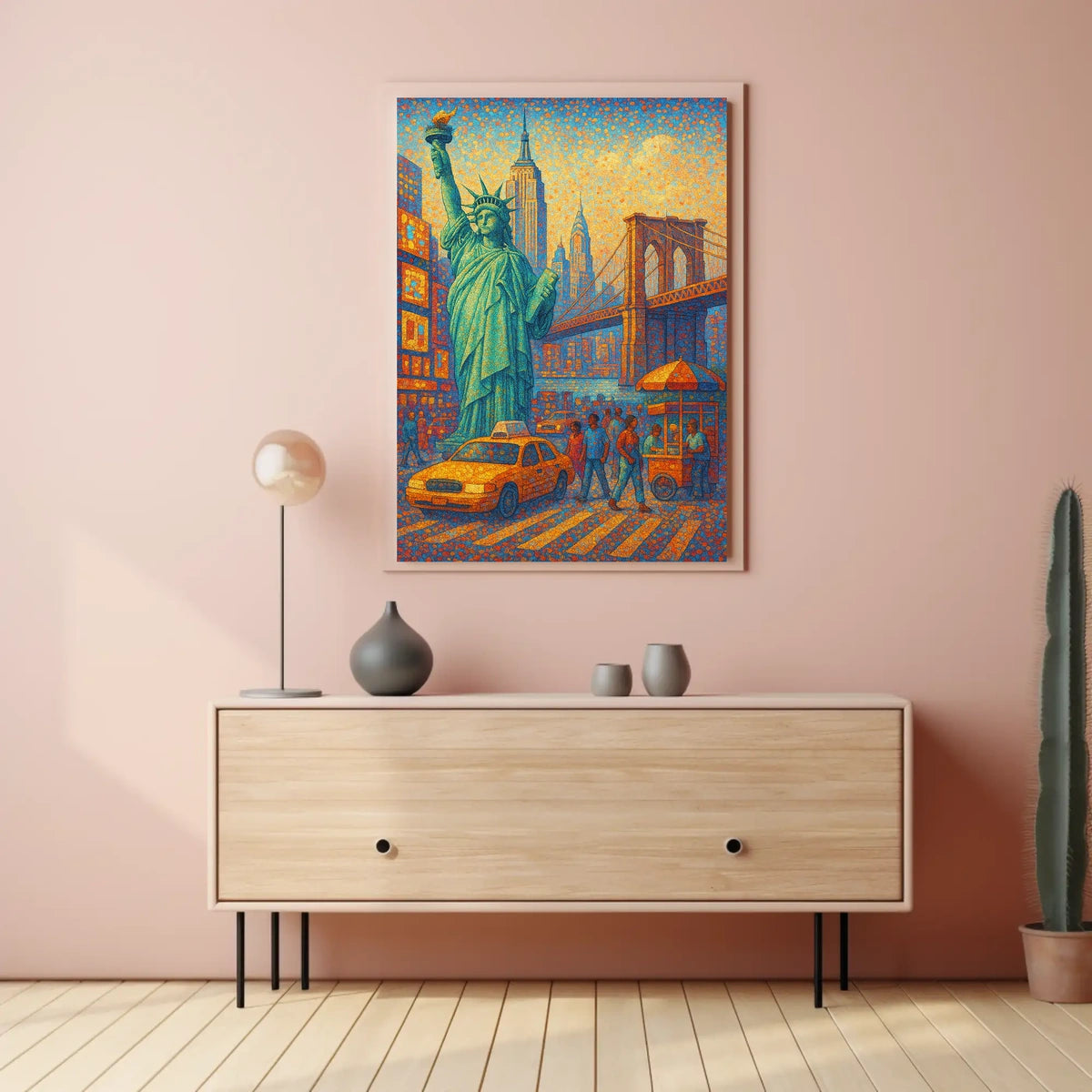 New York City Poster Abstract Mosaic Colorful Wall Art